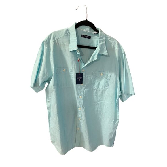 New Cremieux Classic LIght Blue Size 2xT Button Up Shirt Short Sleeve - Picture 1 of 4